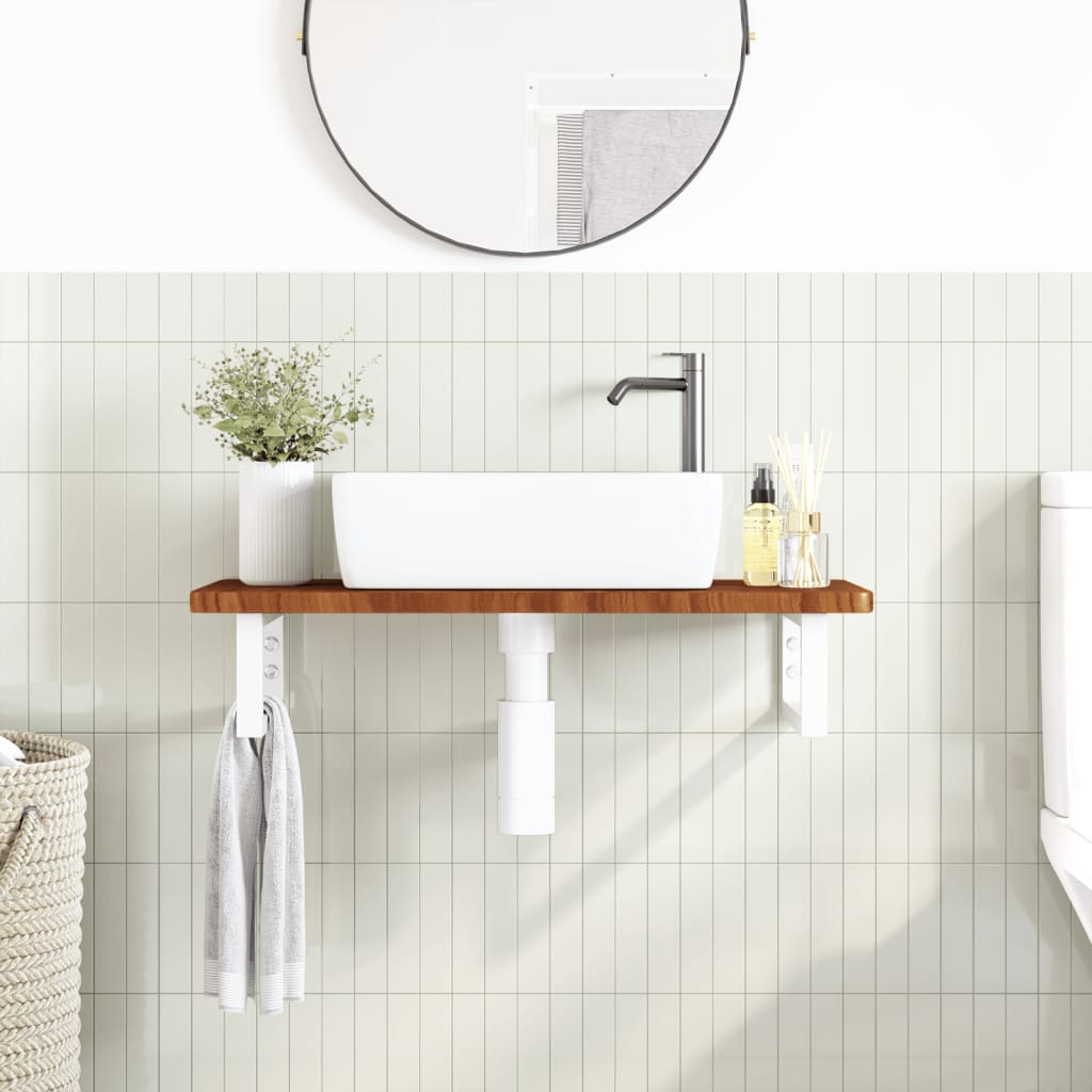 Estante de lavabo de pared de acero y madera maciza de roble - Imagen 3