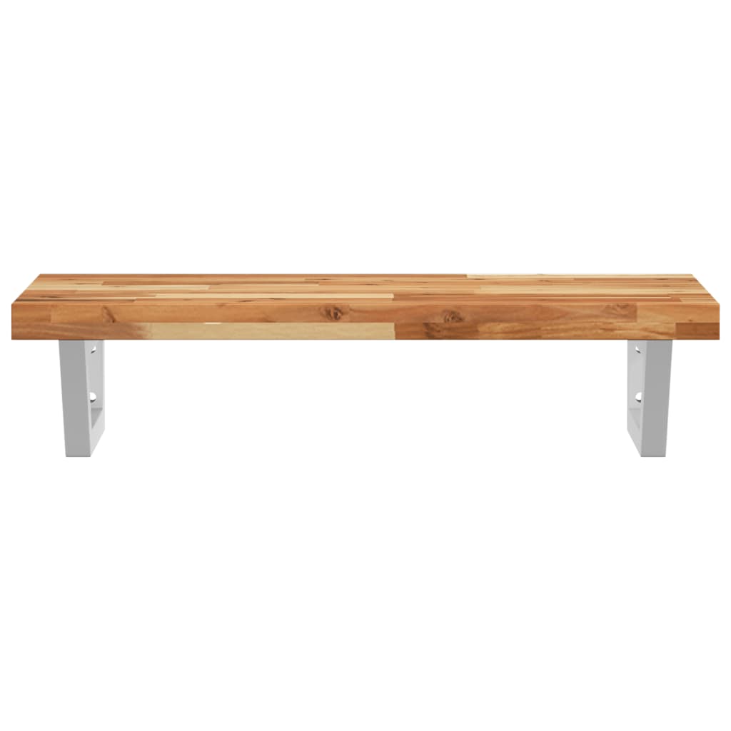 Estante de lavabo de pared acero y madera maciza de acacia - Imagen 4