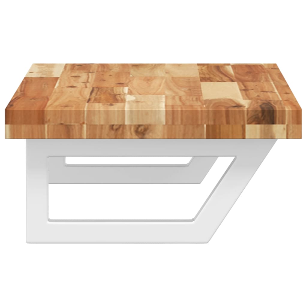 Estante de lavabo de pared acero y madera maciza de acacia - Imagen 5