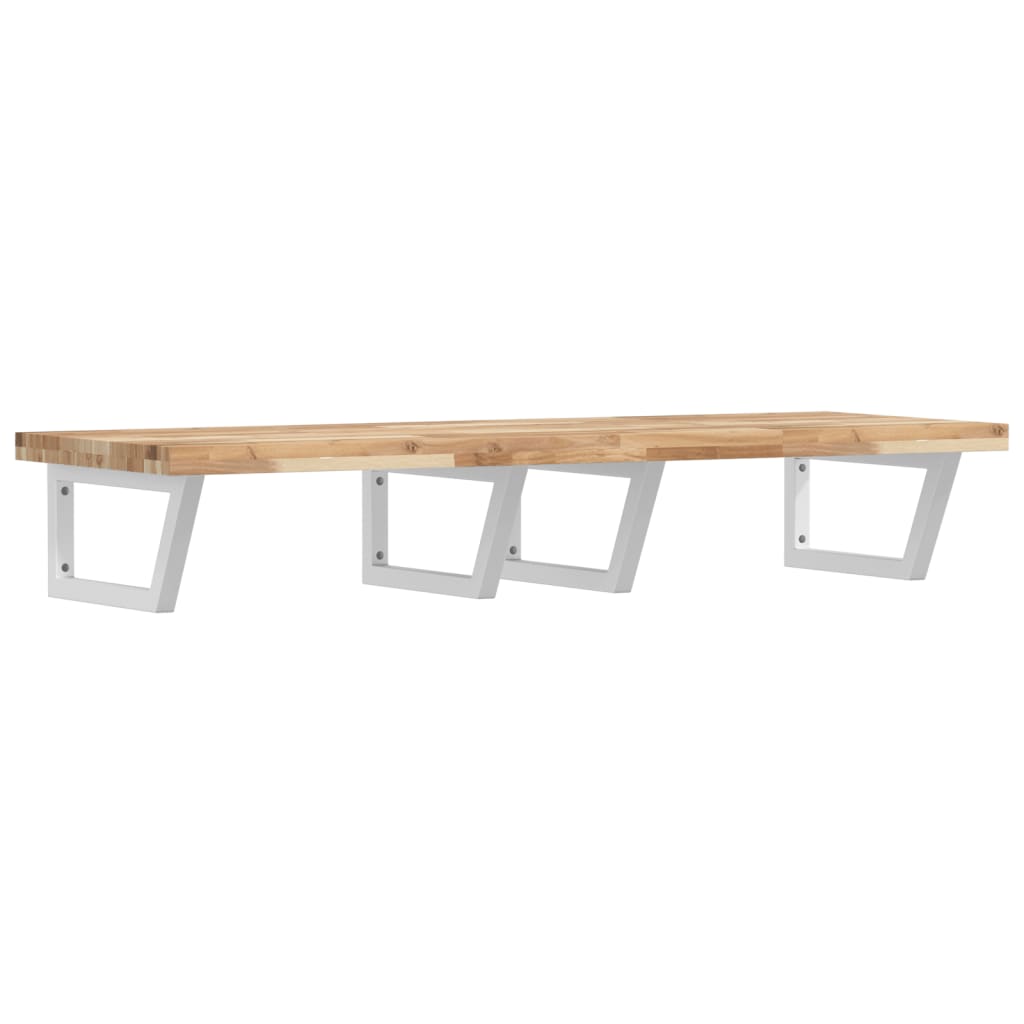 Estante de lavabo de pared acero y madera maciza de acacia - Imagen 2