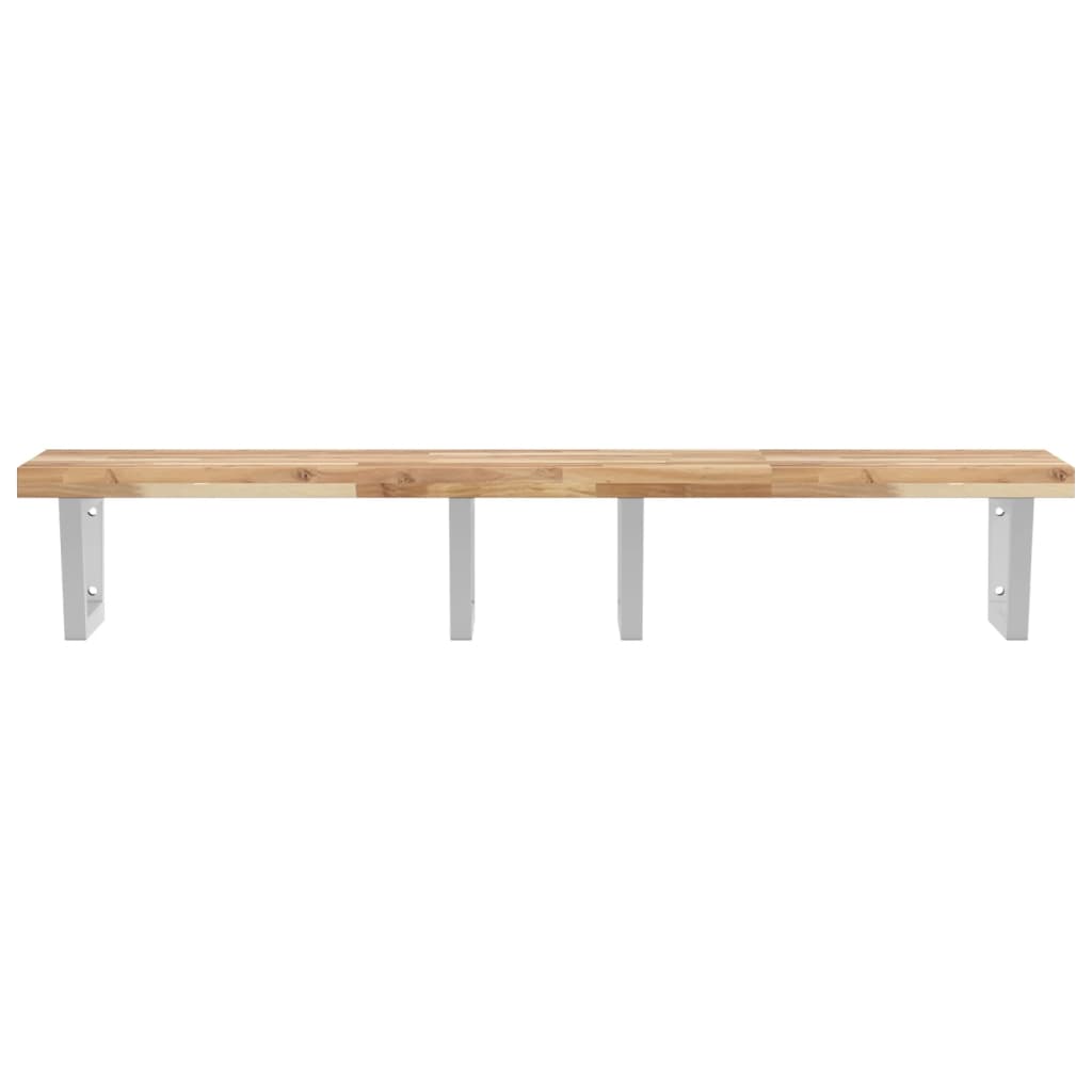 Estante de lavabo de pared acero y madera maciza de acacia - Imagen 4