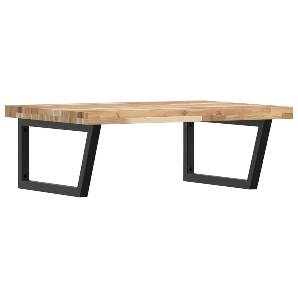Estante de lavabo de pared acero y madera maciza de acacia - Imagen 2