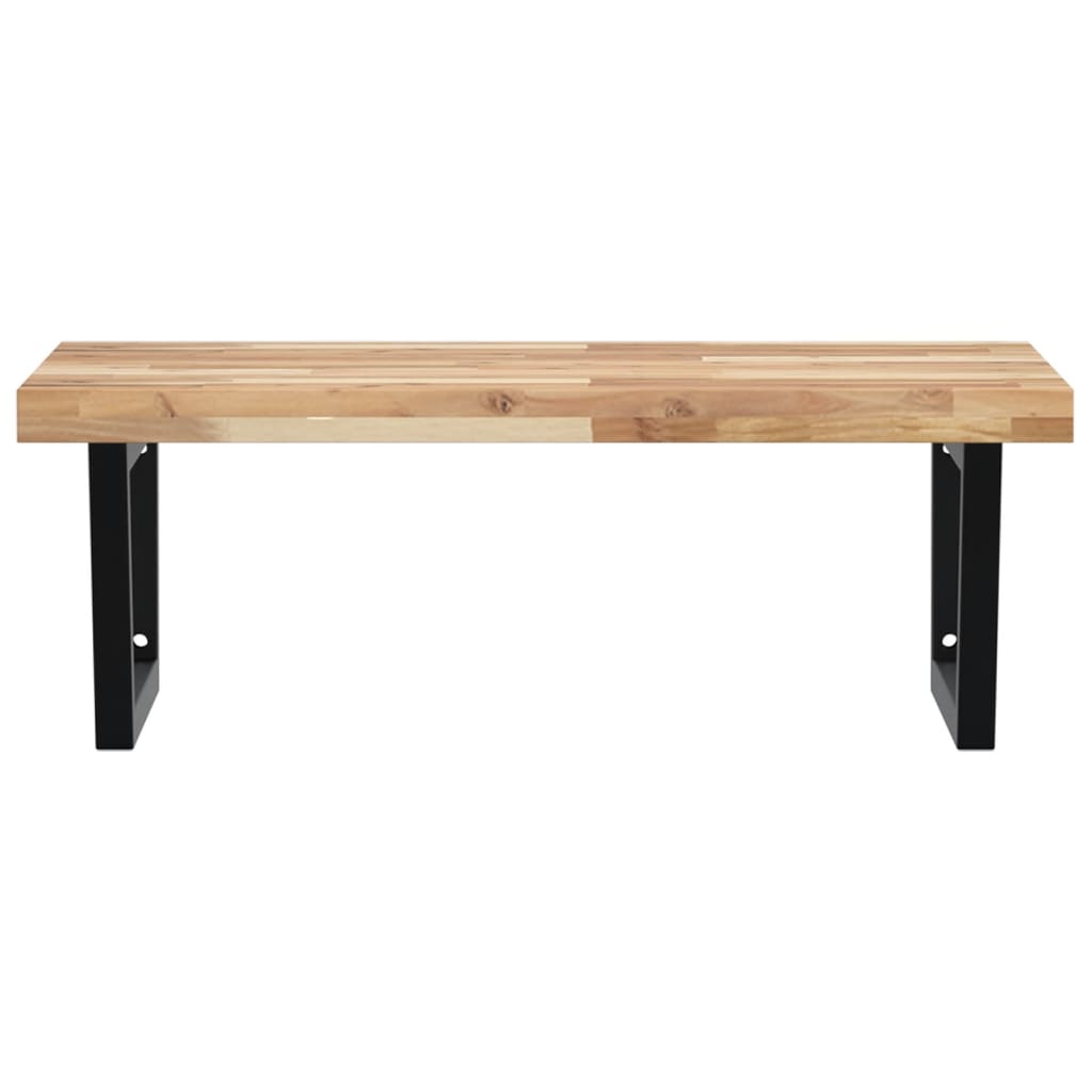 Estante de lavabo de pared acero y madera maciza de acacia - Imagen 4