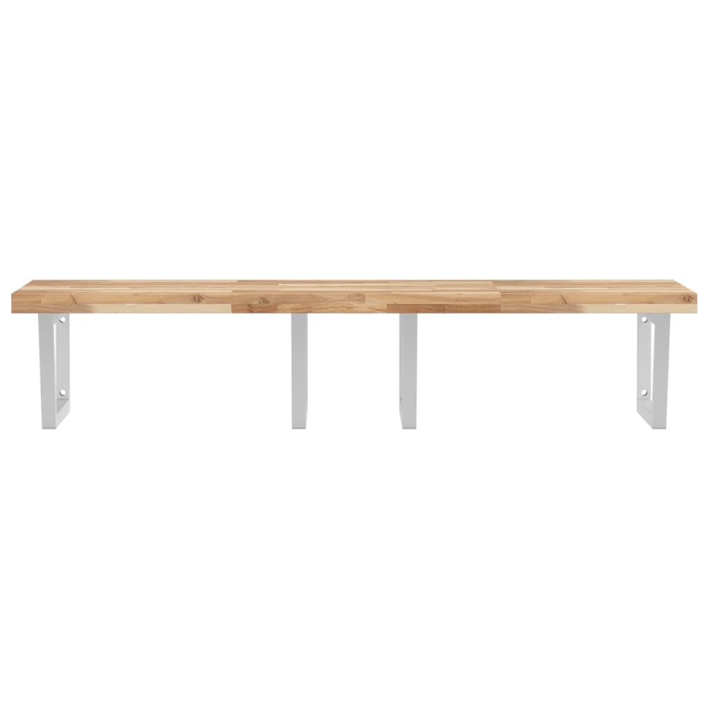 Estante de lavabo de pared acero y madera maciza de acacia - Imagen 4