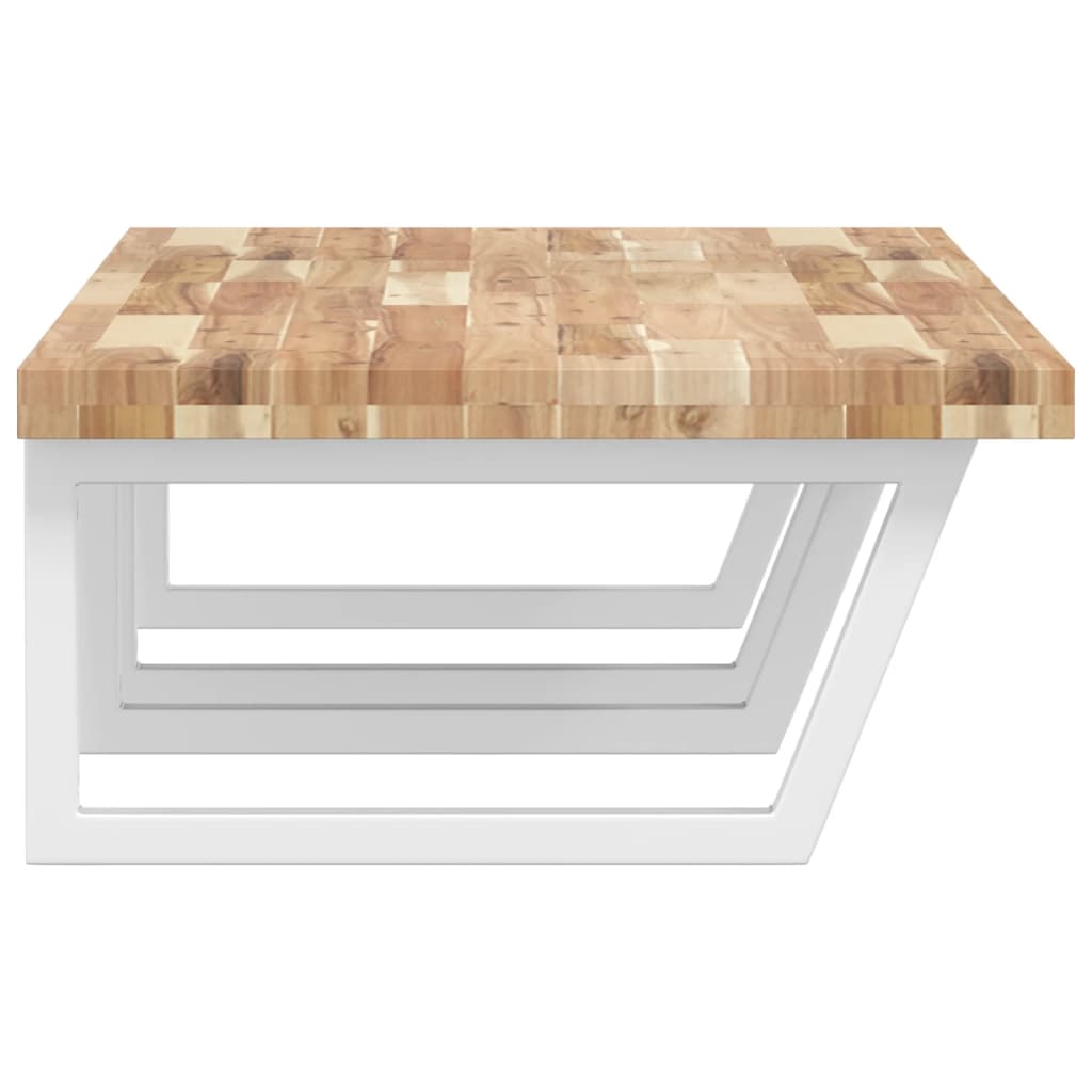 Estante de lavabo de pared acero y madera maciza de acacia - Imagen 5