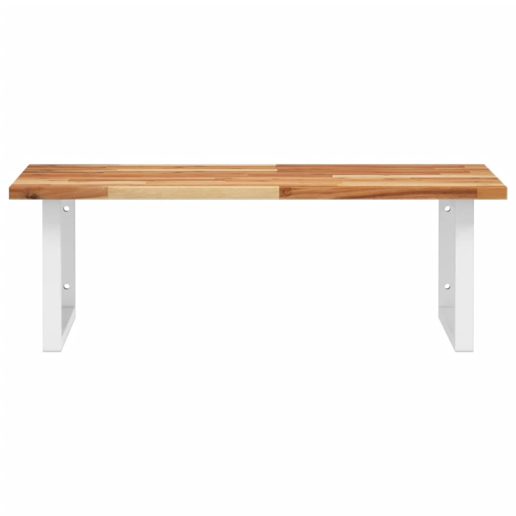 Estante de lavabo de pared acero y madera maciza de acacia - Imagen 4