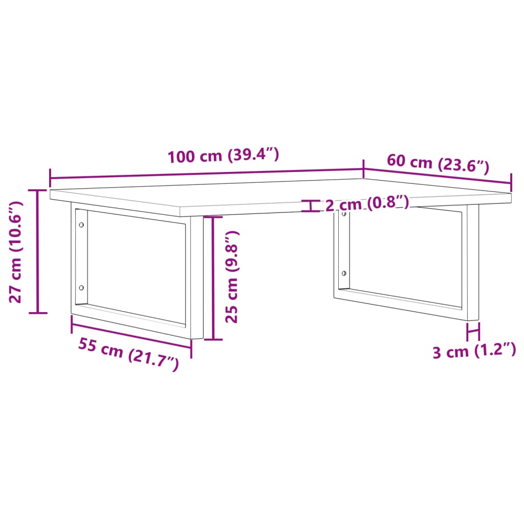 Estante de lavabo de pared acero y madera maciza de acacia - Imagen 11