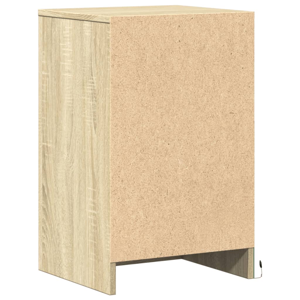 Mesita de noche con luces LED madera de ingeniería roble Sonoma - Imagen 8