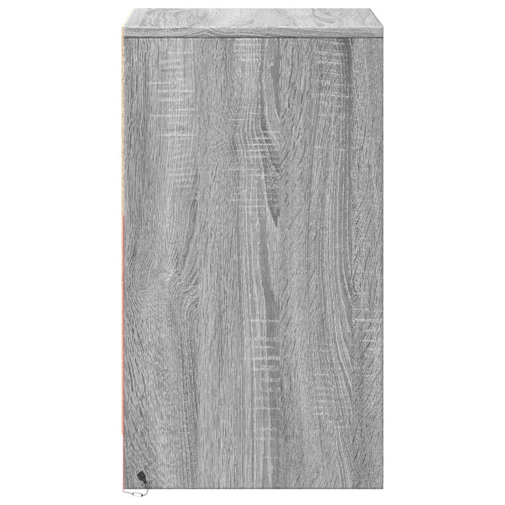 Mesita de noche con luces LED madera de ingeniería gris Sonoma - Imagen 7