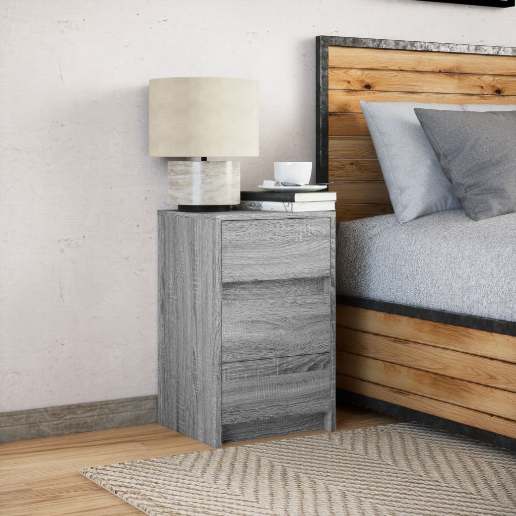 Mesita de noche con luces LED madera de ingeniería gris Sonoma - Imagen 4