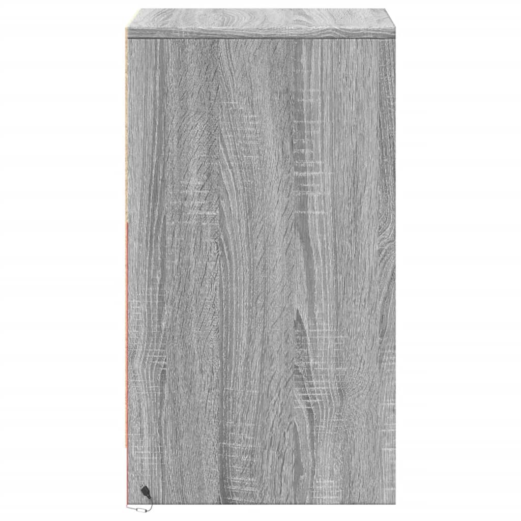 Mesita de noche con luces LED madera de ingeniería gris Sonoma - Imagen 7