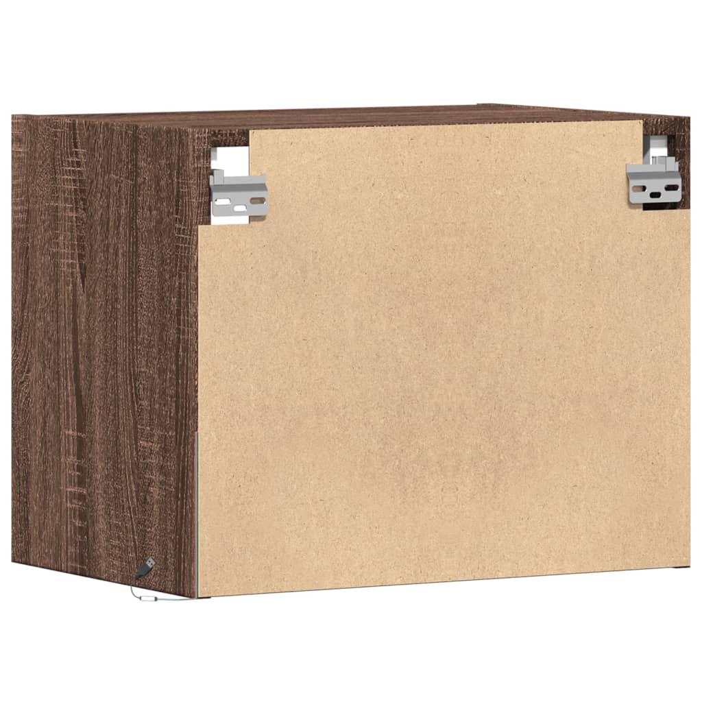 Mesita de noche de pared con luces LED roble marrón - Imagen 9