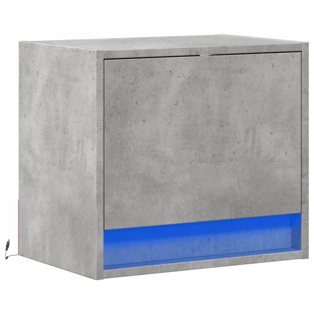 Mesita de noche de pared con luces LED gris hormigón - Imagen 3