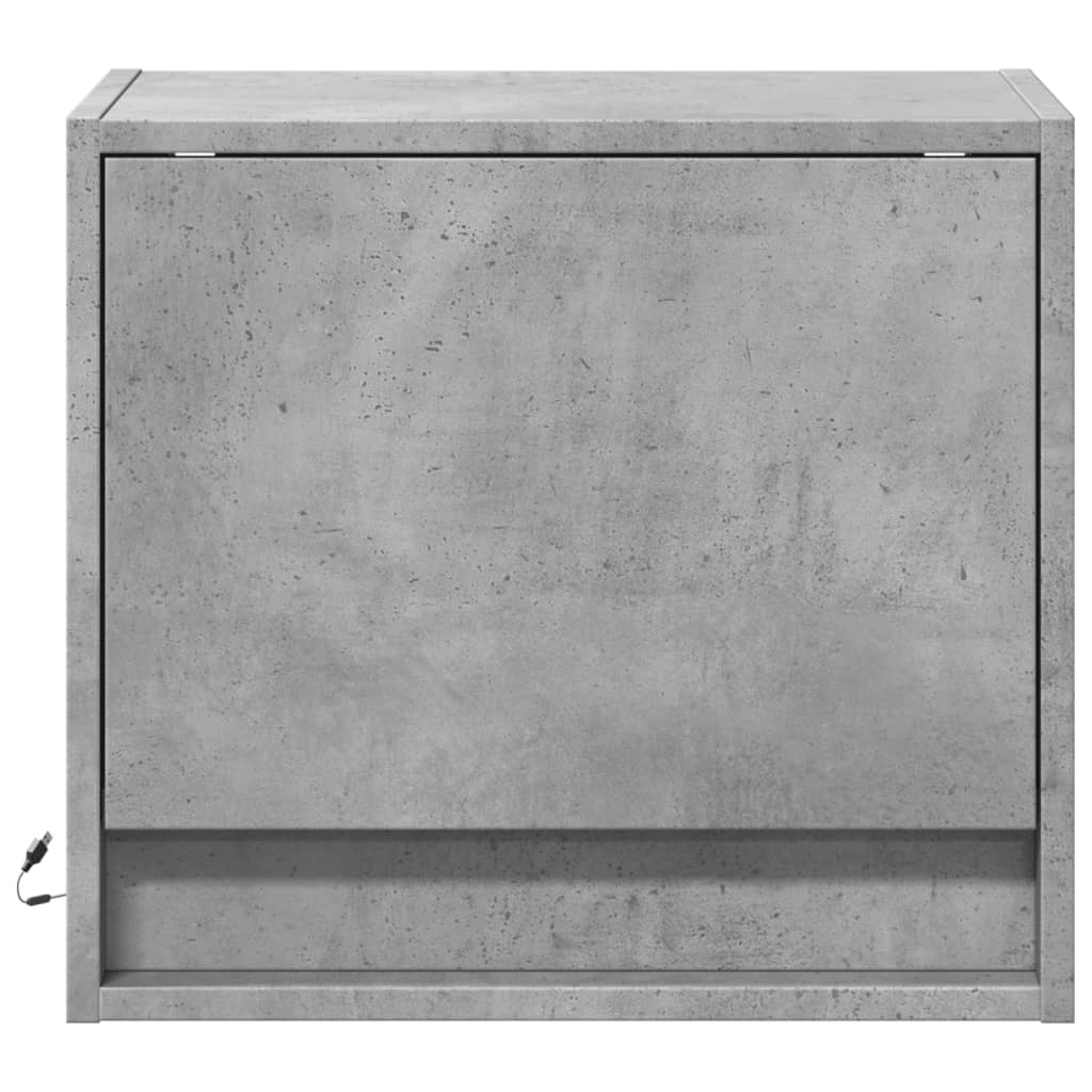 Mesita de noche de pared con luces LED gris hormigón - Imagen 6