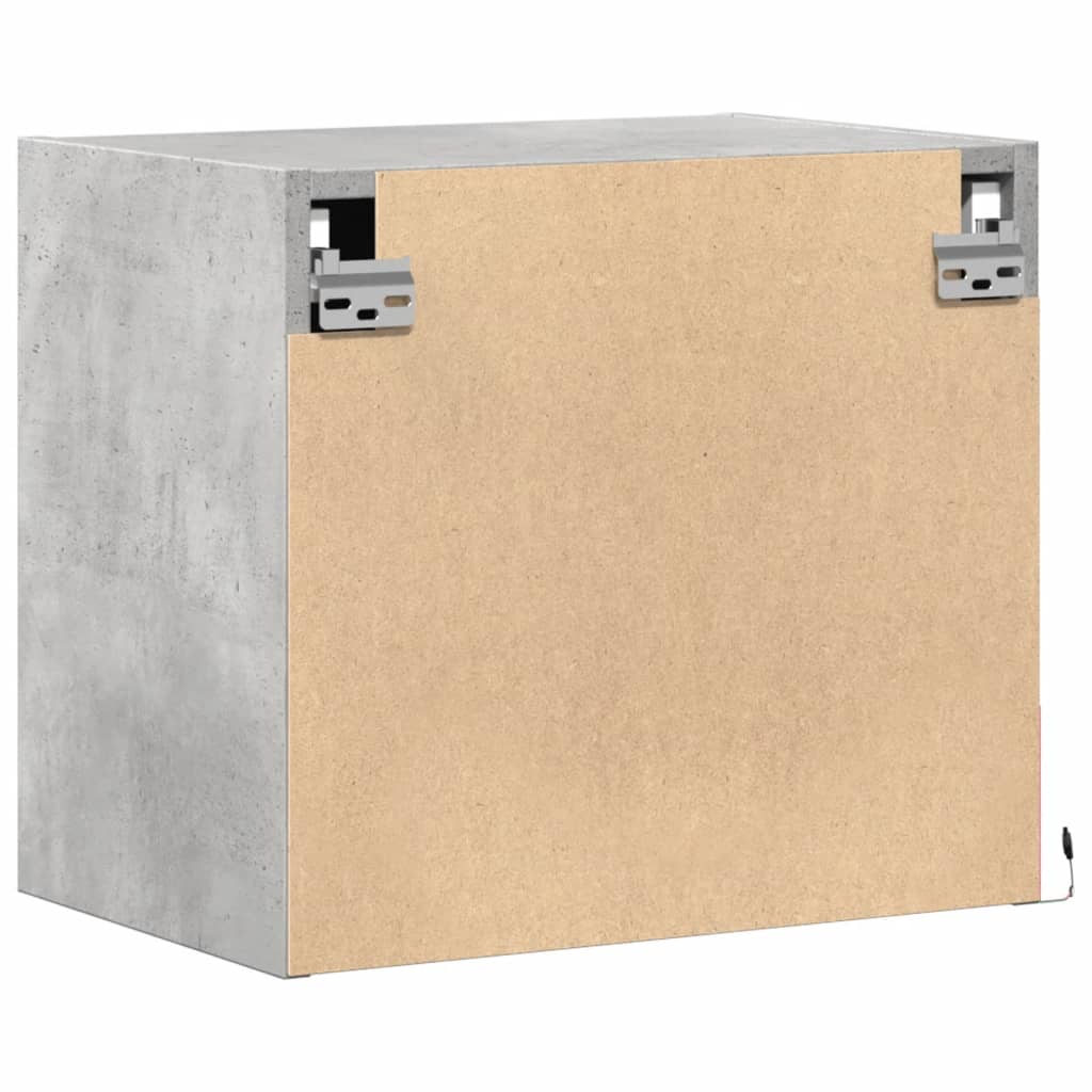 Mesita de noche de pared con luces LED gris hormigón - Imagen 9