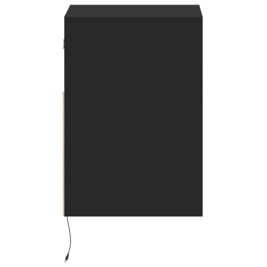 Mesita de noche de pared con luces LED negro - Imagen 7