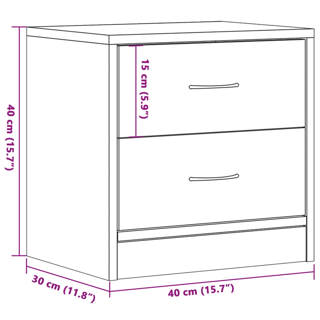 Mesita de noche madera de ingeniería roble artisian 40x30x40 cm - Imagen 10